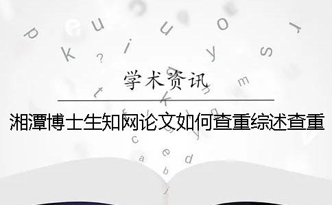 湘潭博士生知网论文如何查重？综述查重吗？