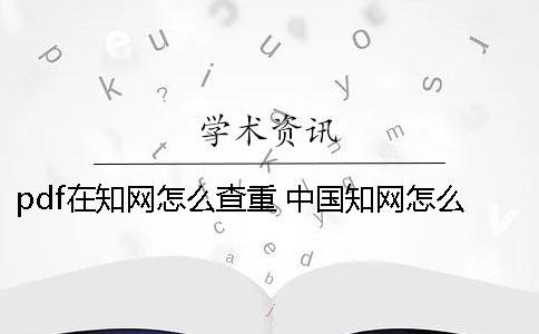 pdf在学术怎么查重 中国学术怎么查作者