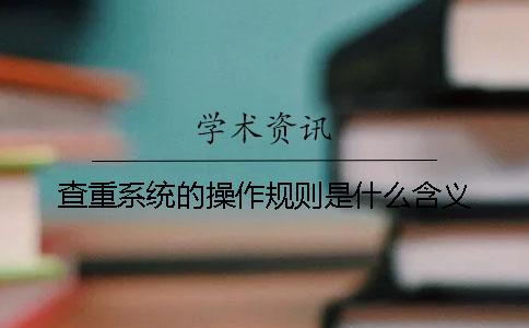查重系统的操作规则是什么含义