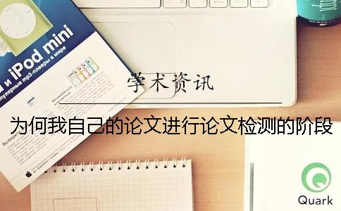 为何我自己的论文进行论文检测的阶段引用文献抄袭率也加入去了？